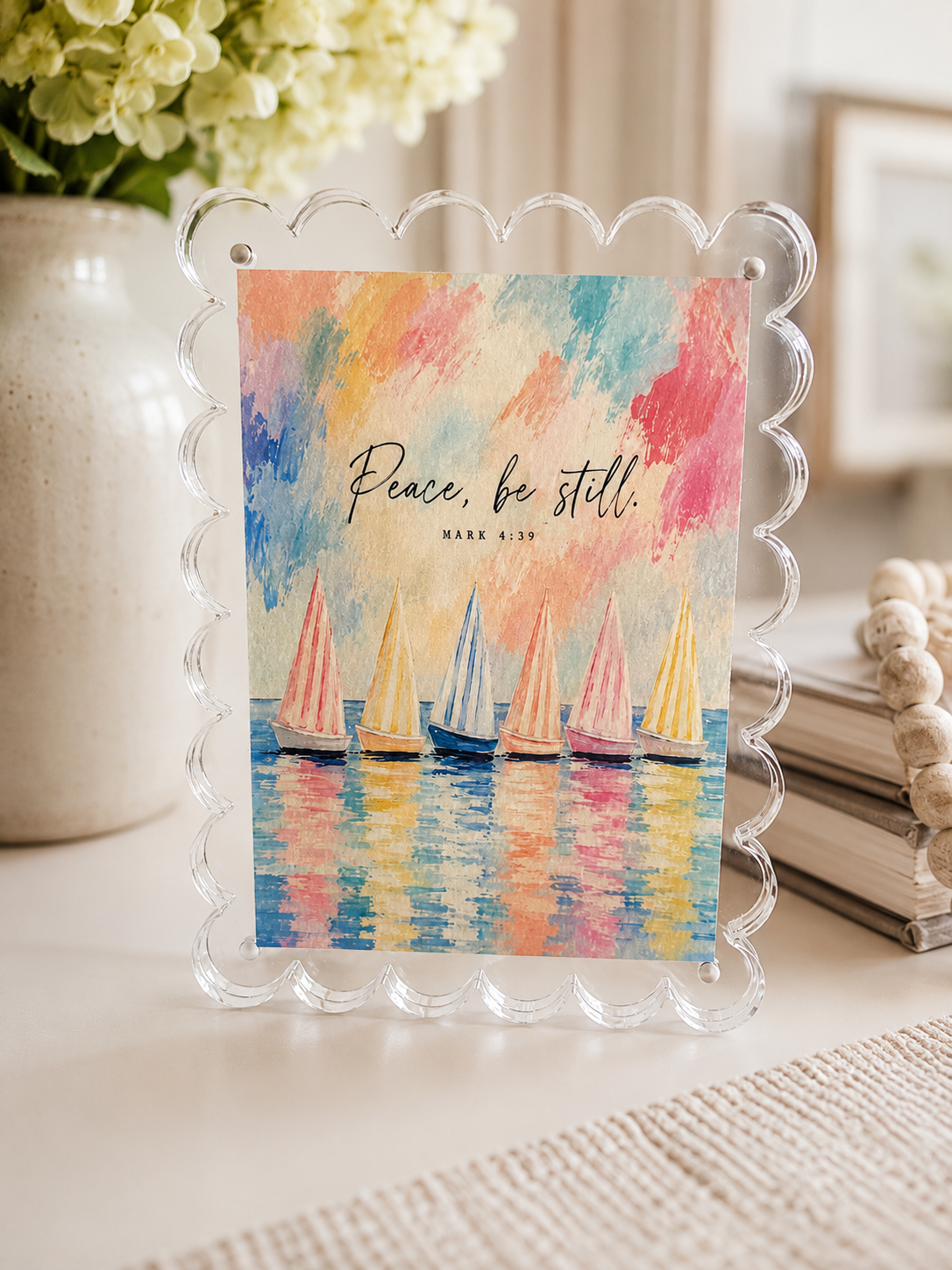 Scalloped acrylic frame