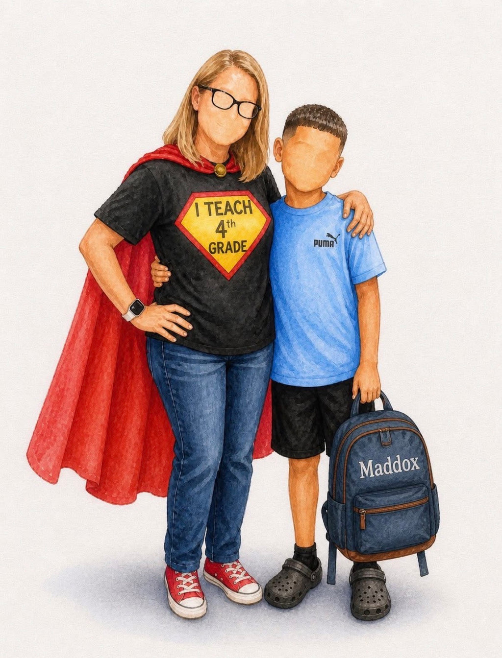 Custom Hand Painted Teacher Appreciation Portrait