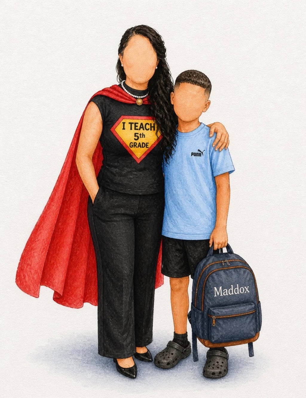 Custom Hand Painted Teacher Appreciation Portrait